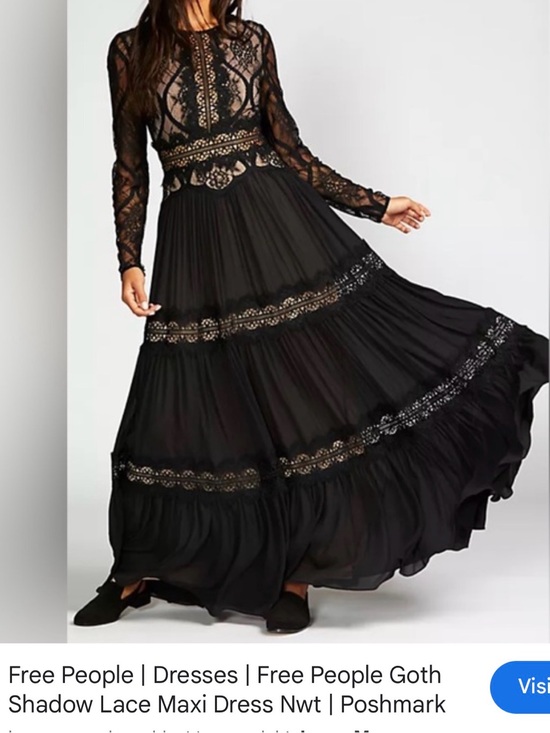 Free People Dresses & Skirts - Free People Black Lace Gothic Maxi Dress